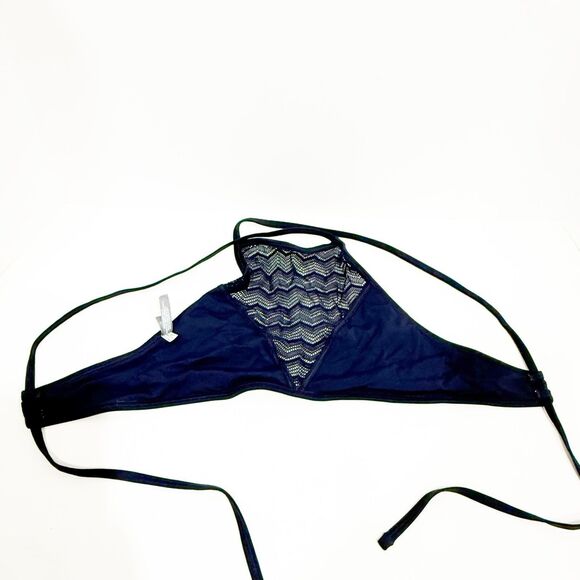 Aerie Cropped Helter Neck Blue Lace Swimsuit Top Size SP Adjustable - Picture 12 of 16